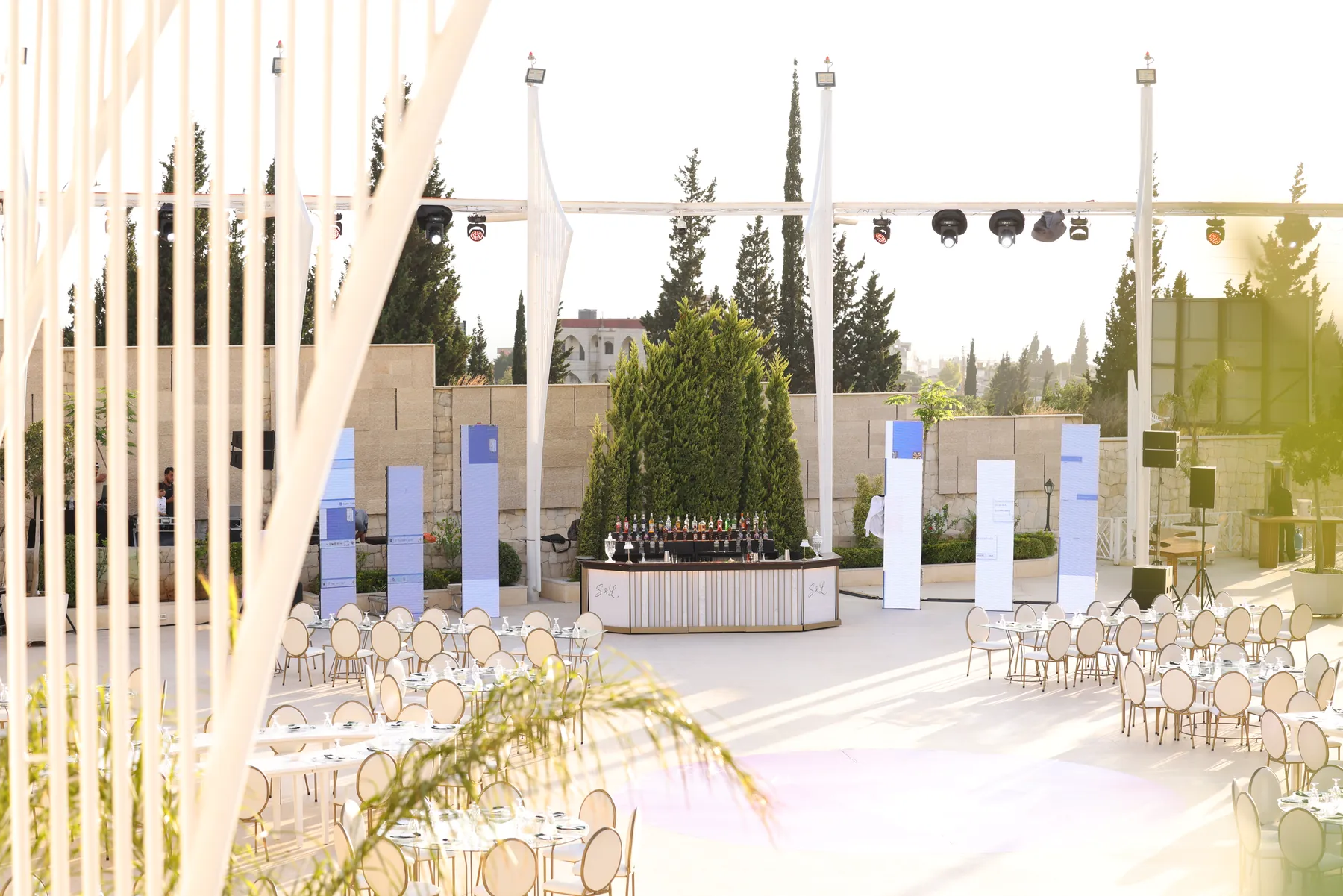 Elevated view of the Pannel Bar and surrounding reception layout