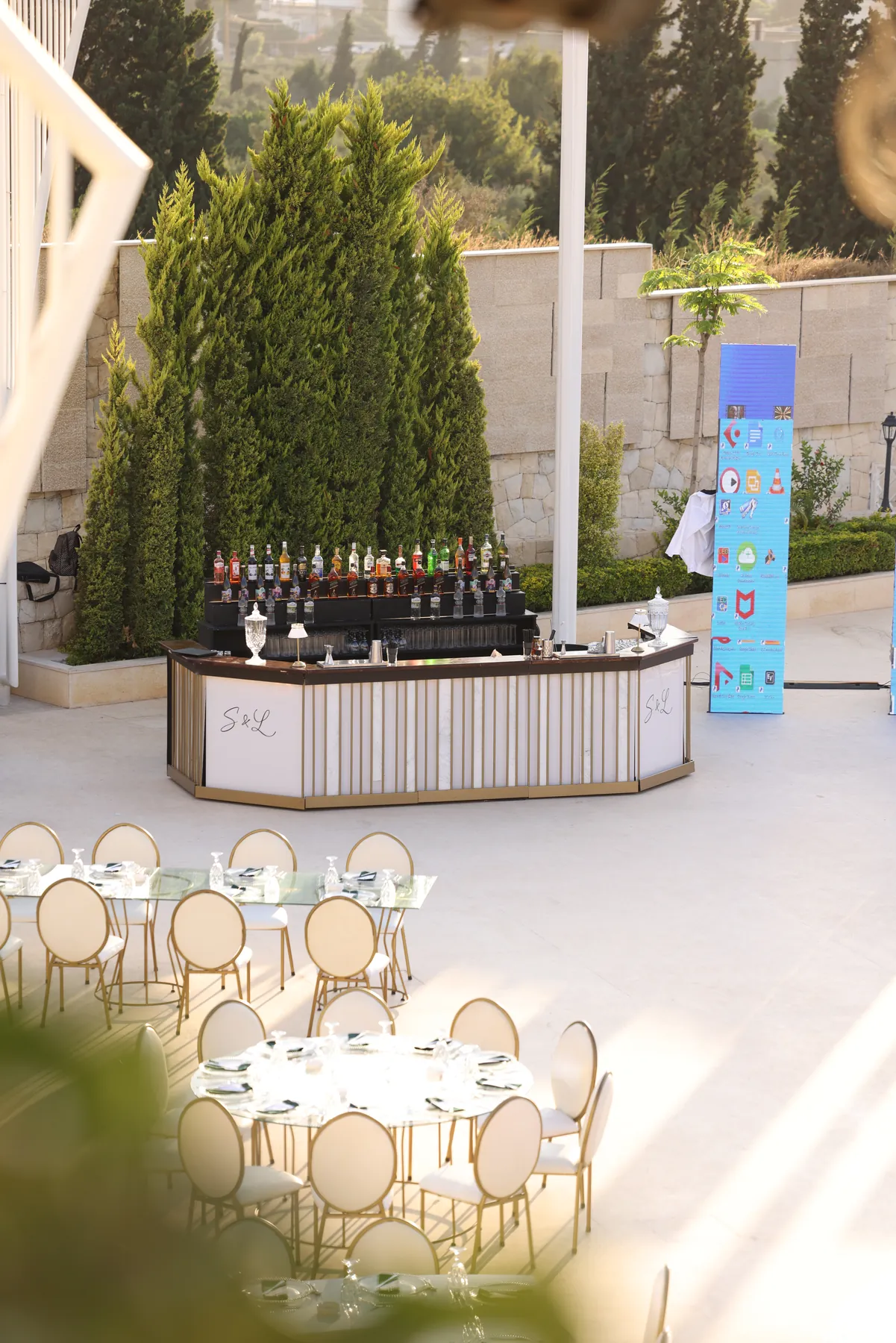 The Pannel Bar viewed through warm foreground light before the reception