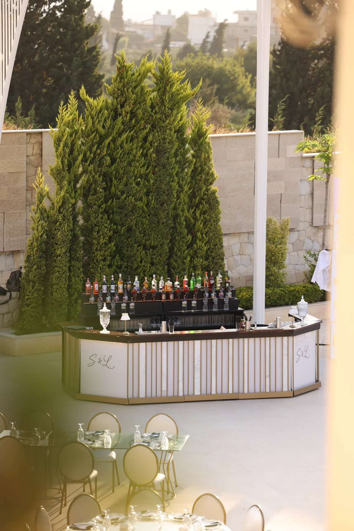 Portrait view of the Pannel Bar from the edge of the reception space
